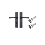 Verona Lever Chamfered  Backplate Privacy Kit w Privacy Turn Matt Black