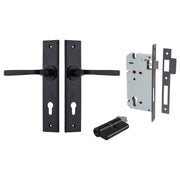 Annecy Lever Chamfered Backplate Entrance Kit w High Security Lock Matt Black