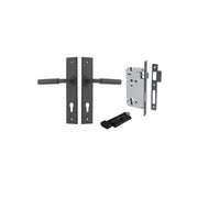Berlin Lever Chamfered Backplate Entrance Kit w High Security Lock Matt Black