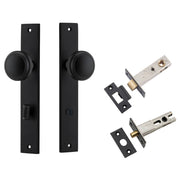 Paddington Knob Rectangular Backplate Privacy Kit w Privacy Turn Matt Black