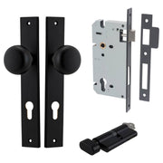 Cambridge Knob Rectangular Backplate Entrance Kit w High Security Lock Matt Black