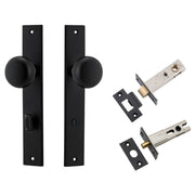 Cambridge Knob Rectangular Backplate Privacy Kit w Privacy Turn Matt Black