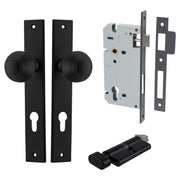 Guildford Knob Rectangular Backplate Entrance Kit w High Security Lock Matt Black