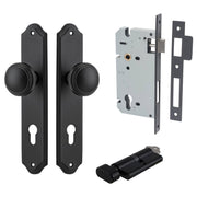 Paddington Knob Shouldered Backplate Entrance Kit w High Security Lock Matt Black