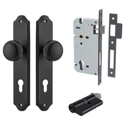 Cambridge Knob Shouldered Backplate Entrance Kit w High Security Lock Matt Black