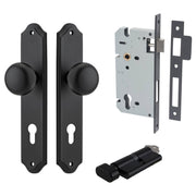 Cambridge Knob Shouldered Backplate Entrance Kit w High Security Lock Matt Black