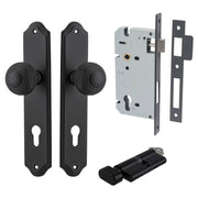 Guildford Knob Shouldered Backplate Entrance Kit w High Security Lock Matt Black