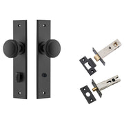 Paddington Knob Chamfered Backplate Privacy Kit w Privacy Turn Matt Black