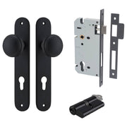 Paddington Knob Oval Backplate Entrance Kit w High Security Lock Matt Black