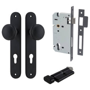 Paddington Knob Oval Backplate Entrance Kit w High Security Lock Matt Black