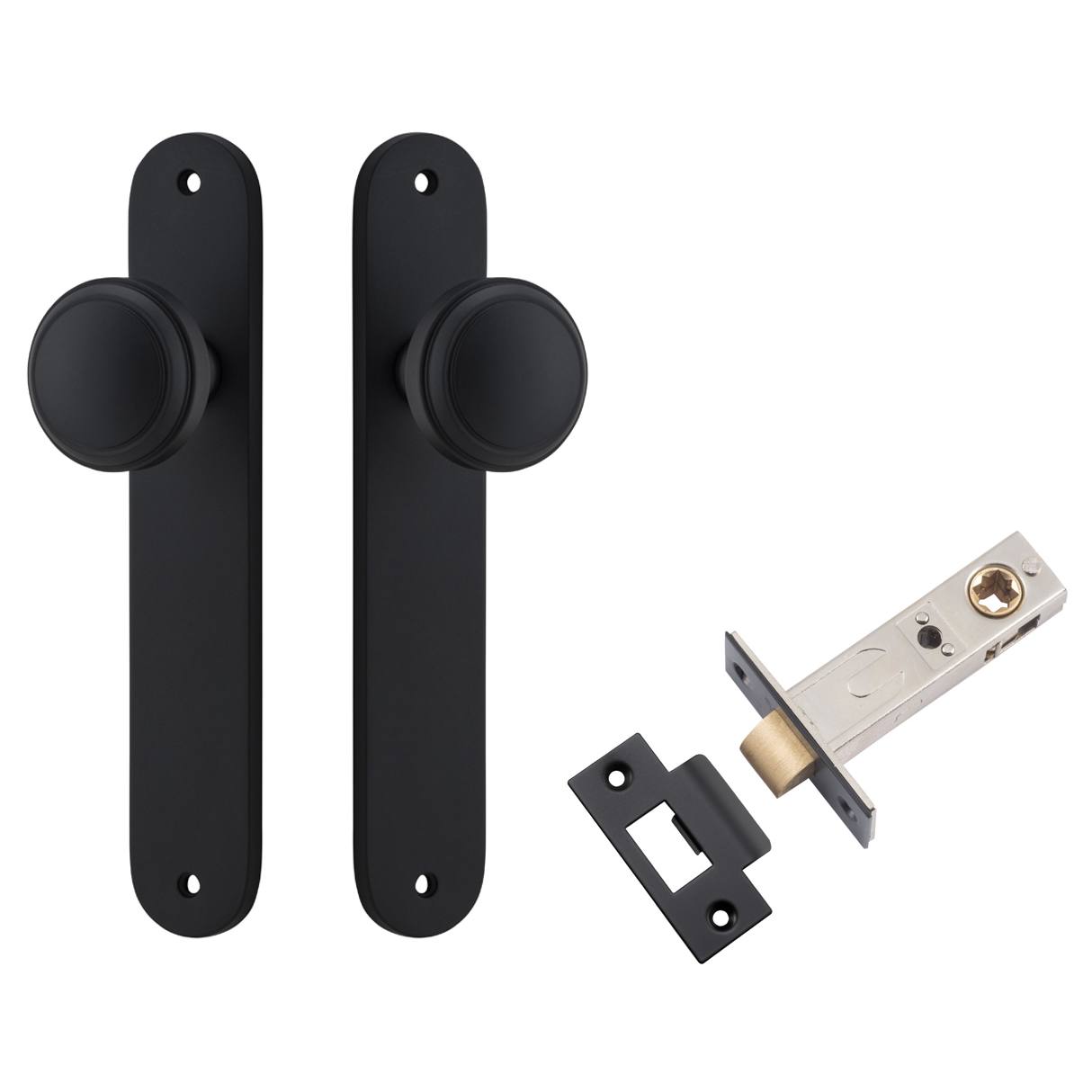 Paddington Knob Oval Backplate Passage Kit Matt Black