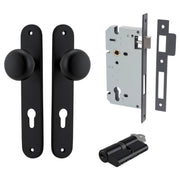 Cambridge Knob Oval Backplate Entrance Kit w High Security Lock Matt Black