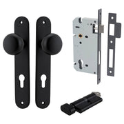Cambridge Knob Oval Backplate Entrance Kit w High Security Lock Matt Black