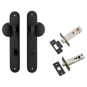 Cambridge Knob Oval Backplate Privacy Kit w Privacy Turn Matt Black