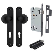 Guildford Knob Oval Backplate Entrance Kit w High Security Lock Matt Black