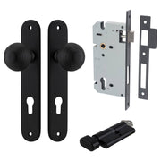 Guildford Knob Oval Backplate Entrance Kit w High Security Lock Matt Black