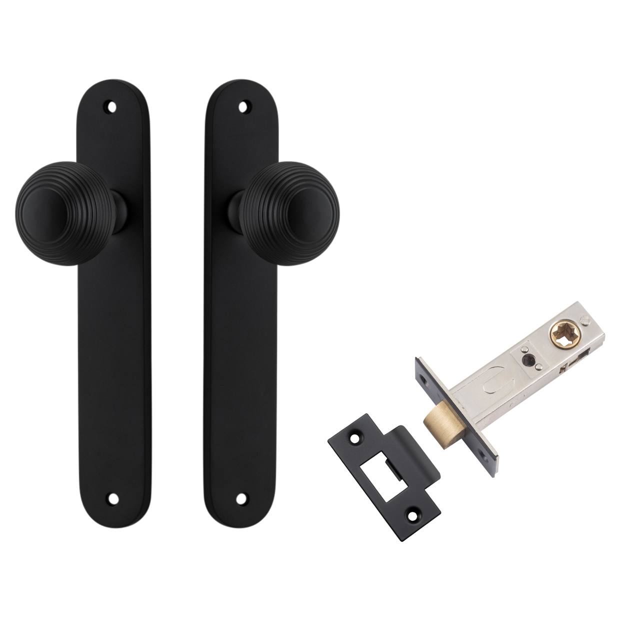 Guildford Knob Oval Backplate Passage Kit Matt Black