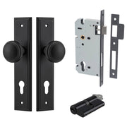 Paddington Knob Stepped Backplate Entrance Kit w High Security Lock Matt Black