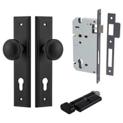 Paddington Knob Stepped Backplate Entrance Kit w High Security Lock Matt Black