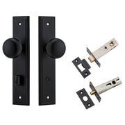 Cambridge Knob Stepped Backplate Privacy Kit w Privacy Turn Matt Black