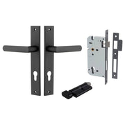 Osaka Lever Rectangular Backplate Entrance Kit w High Security Lock Matt Black