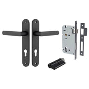 Osaka Lever Oval Backplate Entrance Kit w High Security Lock Matt Black