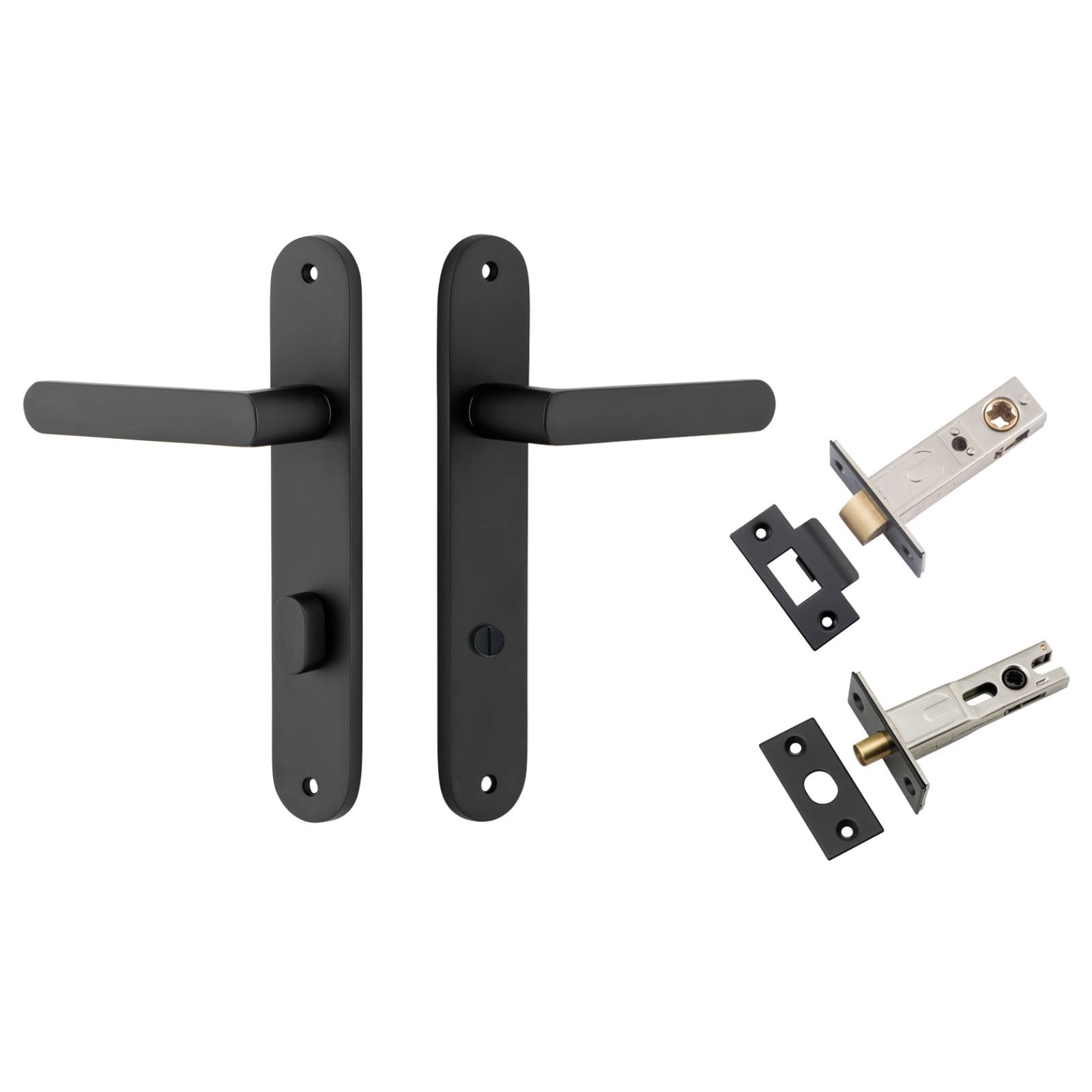Osaka Lever Oval Backplate Privacy Kit w Privacy Turn Matt Black