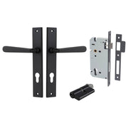Copenhagen Lever Rectangular Backplate Entrance Kit w High Security Lock Matt Black