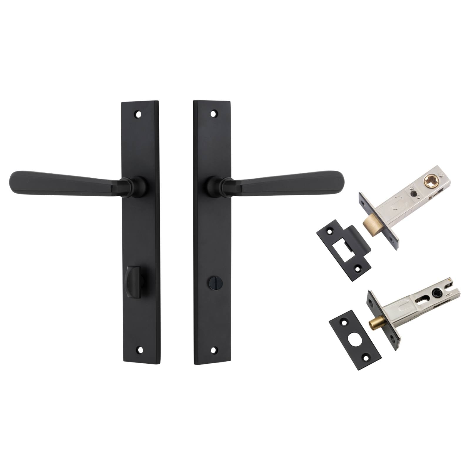 Copenhagen Lever Rectangular Backplate Privacy Kit w Privacy Turn Matt Black
