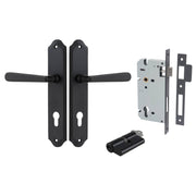 Copenhagen Lever Shouldered Backplate Entrance Kit w High Security Lock Matt Black
