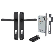 Copenhagen Lever Oval Backplate Entrance Kit w High Security Lock Matt Black