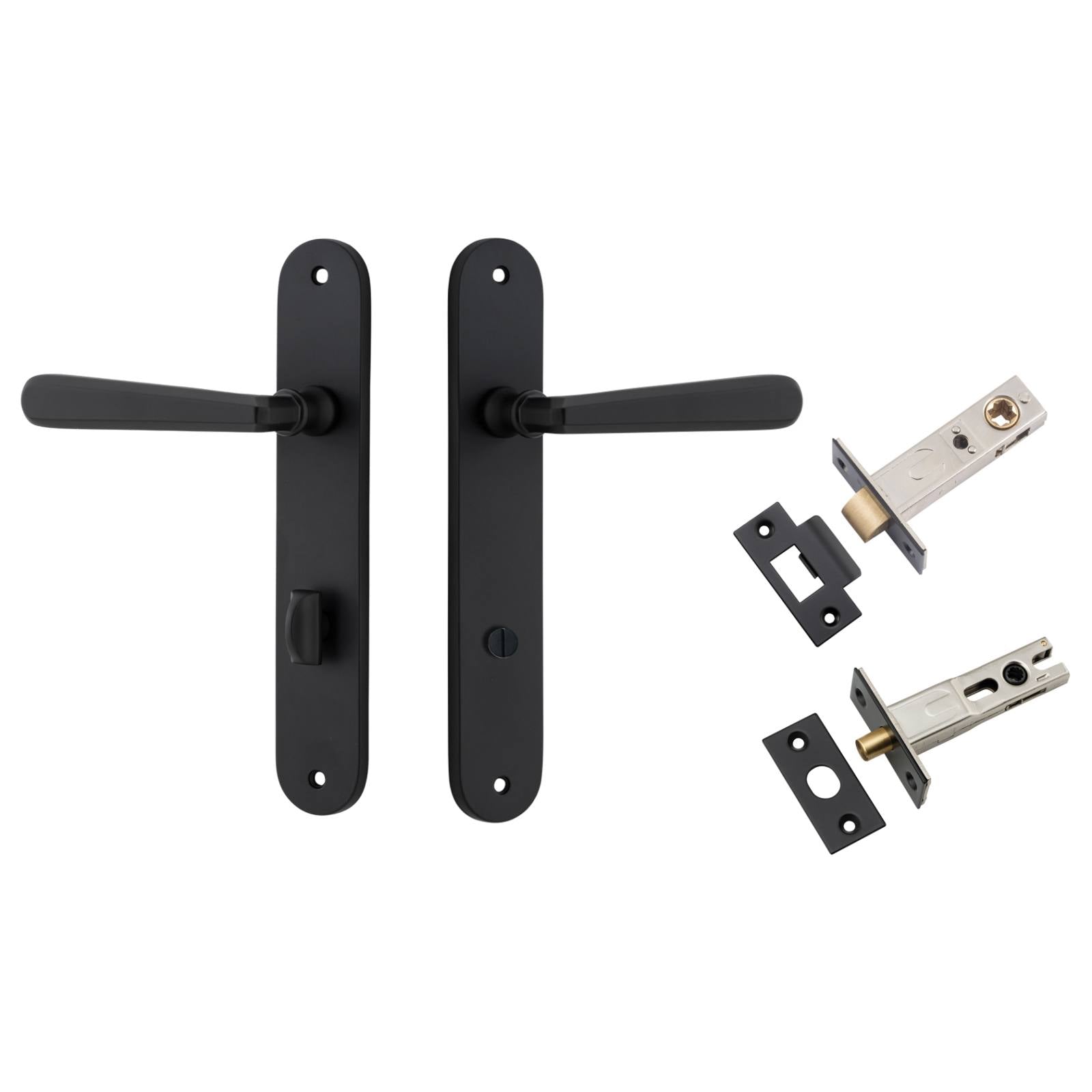Copenhagen Lever Oval Backplate Privacy Kit w Privacy Turn Matt Black
