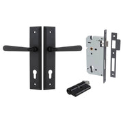 Copenhagen Lever Stepped Backplate Entrance Kit w High Security Lock Matt Black