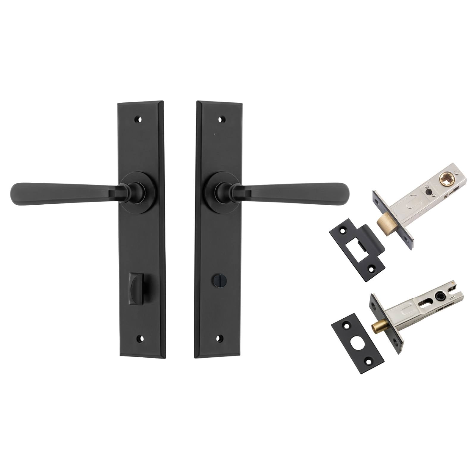 Copenhagen Lever Chamfered Backplate Privacy Kit w Privacy Turn Matt Black