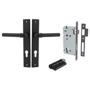 Helsinki Lever Rectangular Backplate Entrance Kit w High Security Lock Matt Black