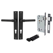 Helsinki Lever Rectangular Backplate Entrance Kit w High Security Lock Matt Black