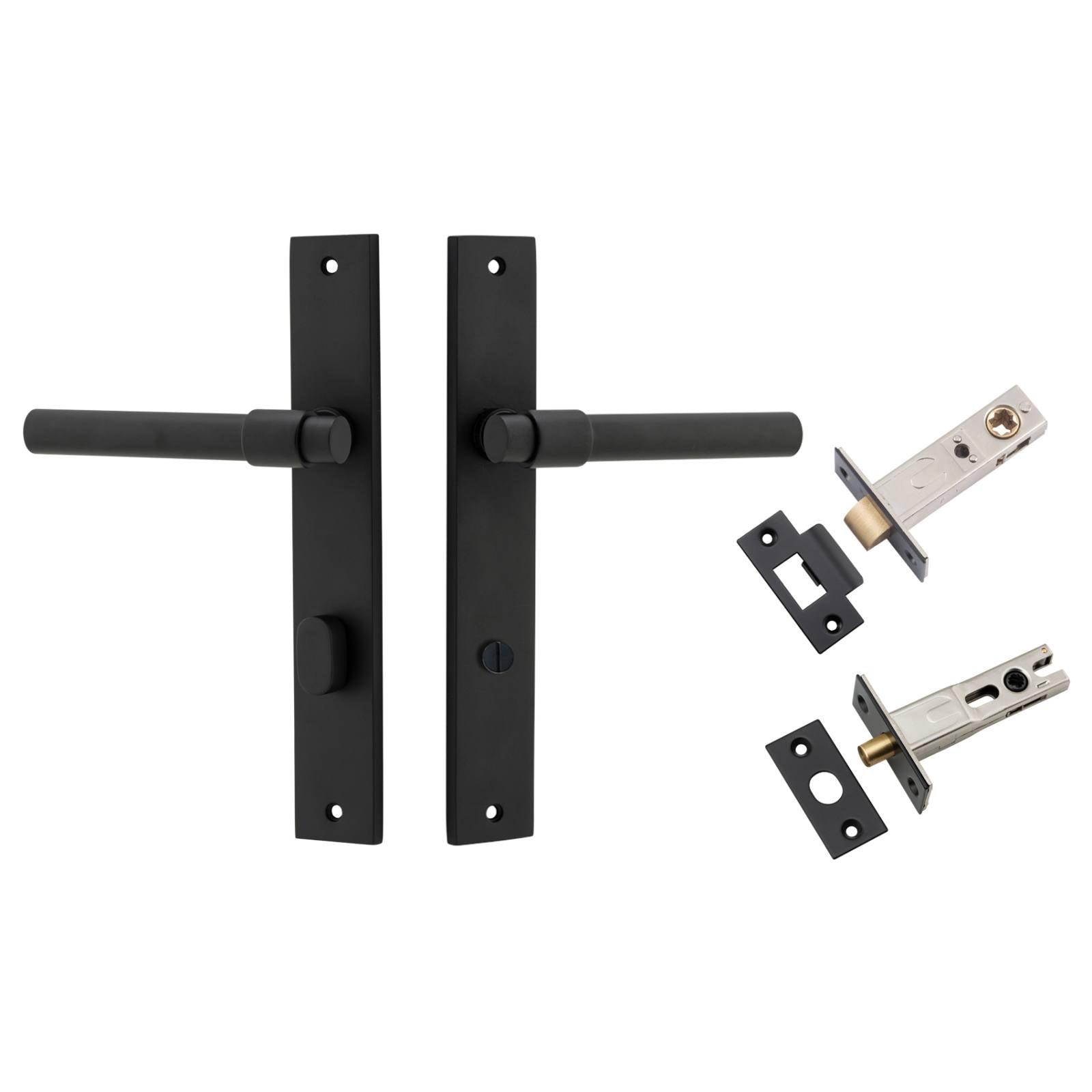 Helsinki Lever Rectangular Backplate Privacy Kit w Privacy Turn Matt Black