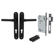 Helsinki Lever Oval Backplate Entrance Kit w High Security Lock Matt Black