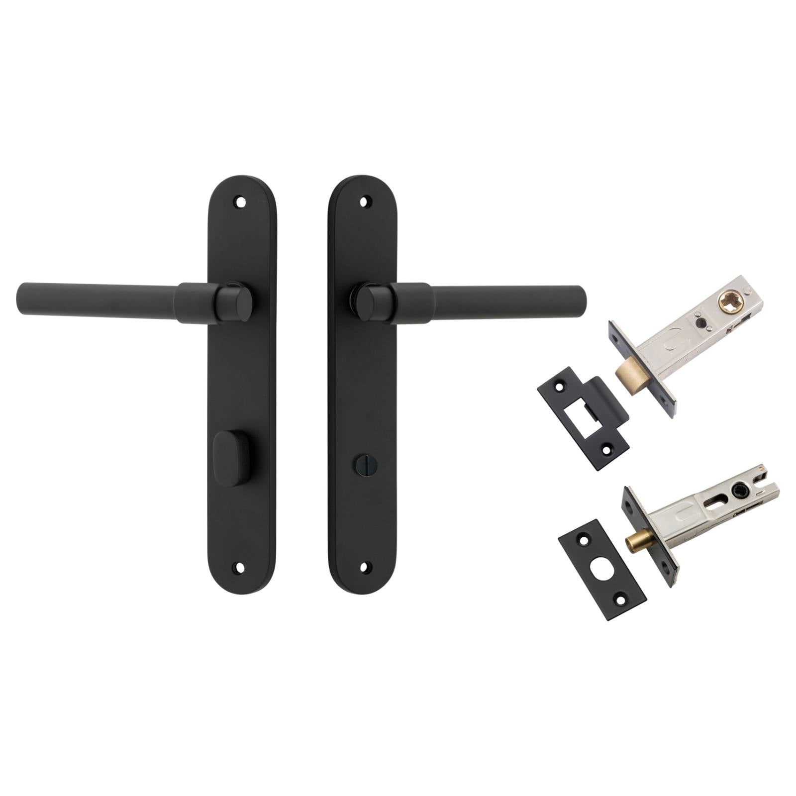 Helsinki Lever Oval Backplate Privacy Kit w Privacy Turn Matt Black