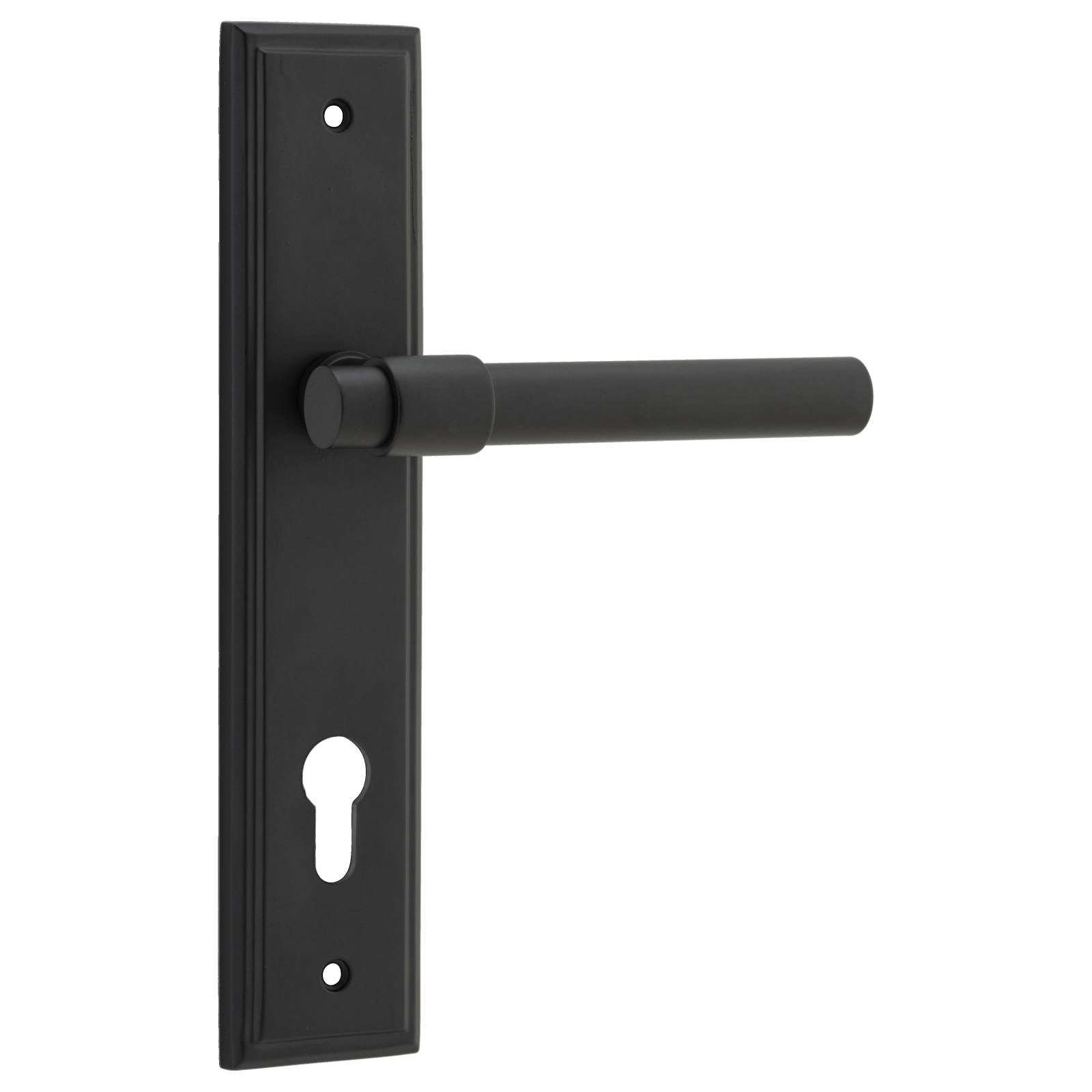 Helsinki Lever Stepped Backplate Matt Black
