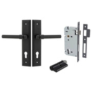 Helsinki Lever Stepped Backplate Entrance Kit w High Security Lock Matt Black