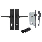 Helsinki Lever Stepped Backplate Entrance Kit w High Security Lock Matt Black