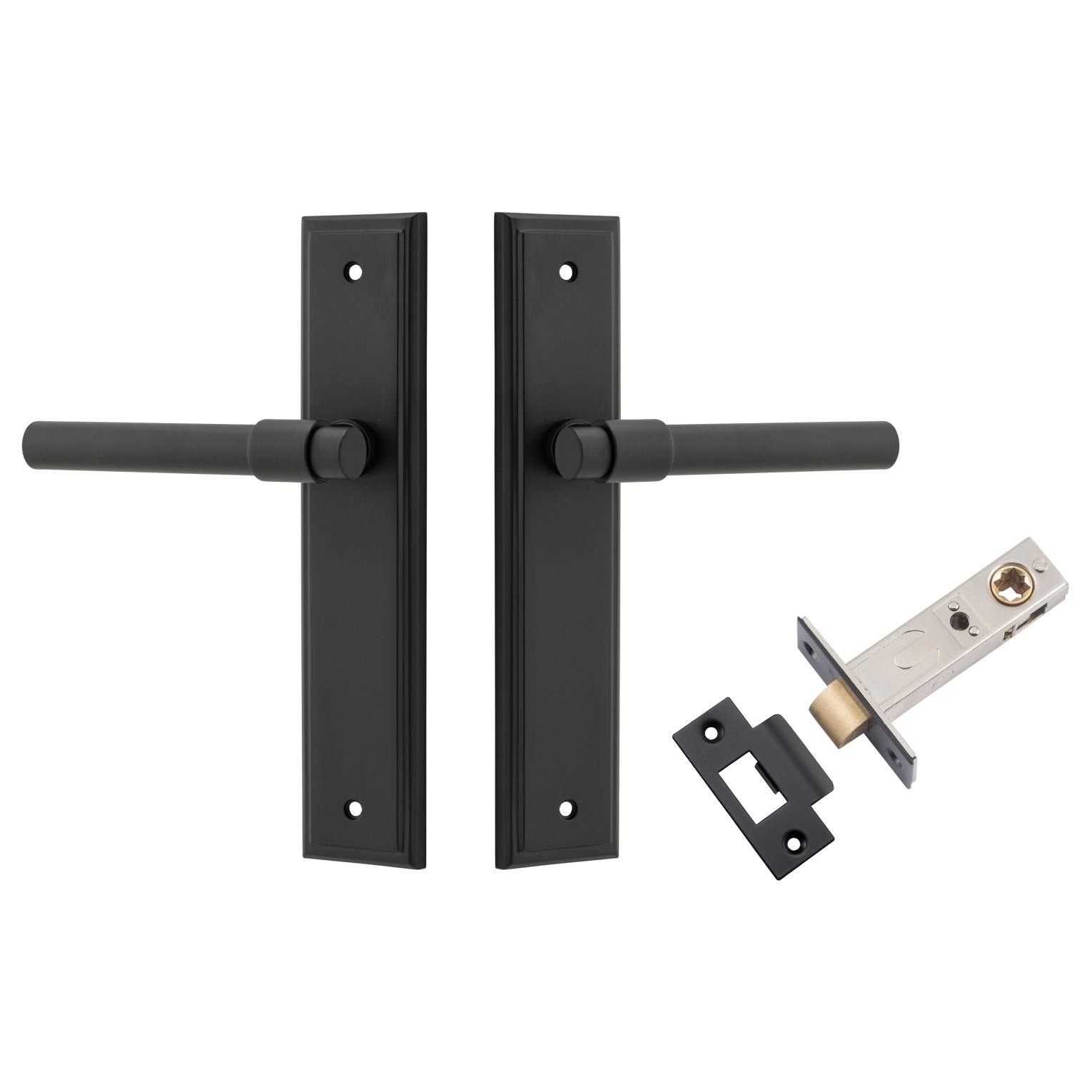 Helsinki Lever Stepped Backplate Passage Kit Matt Black