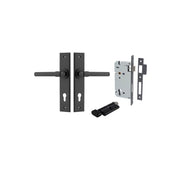Helsinki Lever Chamfered Backplate Entrance Kit w High Security Lock Matt Black