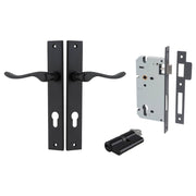 Stirling Lever Rectangular Backplate Entrance Kit w High Security Lock Matt Black
