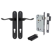 Stirling Lever Oval Backplate Entrance Kit w High Security Lock Matt Black