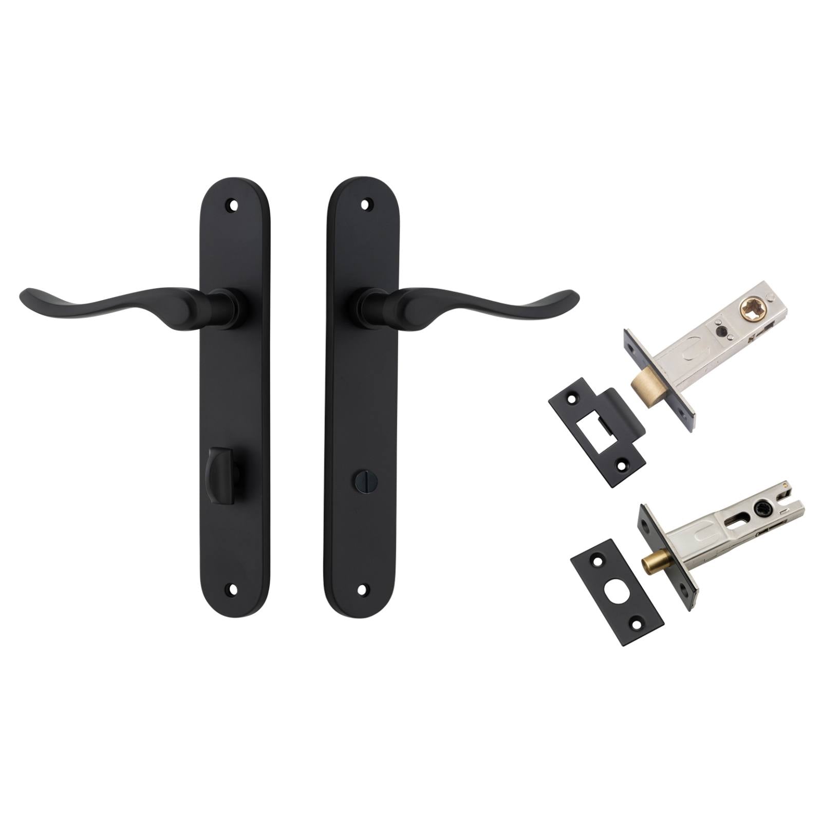 Stirling Lever Oval Backplate Privacy Kit w Privacy Turn Matt Black