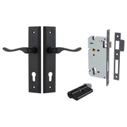 Stirling Lever Stepped Backplate Entrance Kit w High Security Lock Matt Black