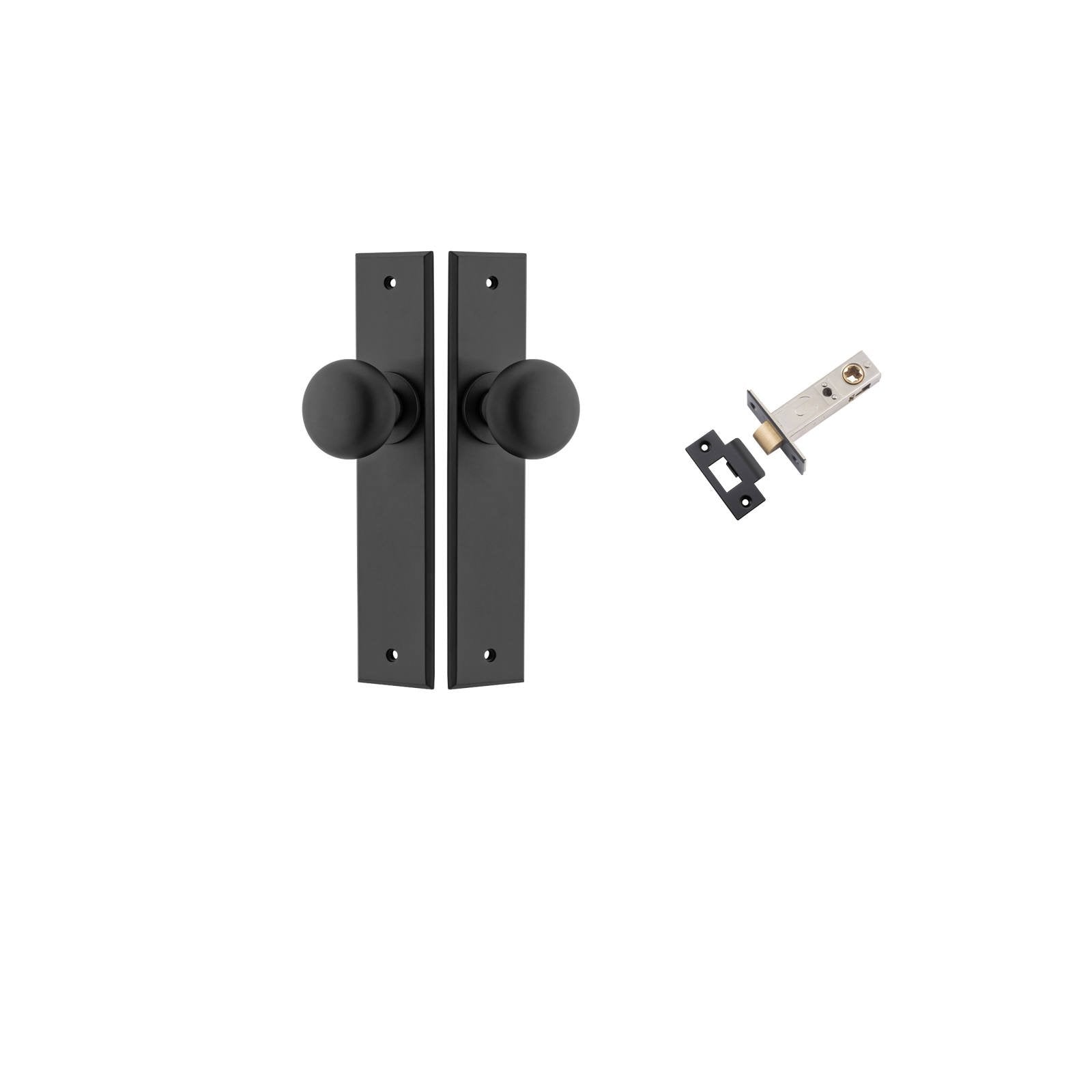 Cambridge Knob Chamfered Backplate Passage Kit Matt Black
