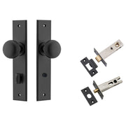 Cambridge Knob Chamfered Backplate Privacy Kit w Privacy Turn Matt Black